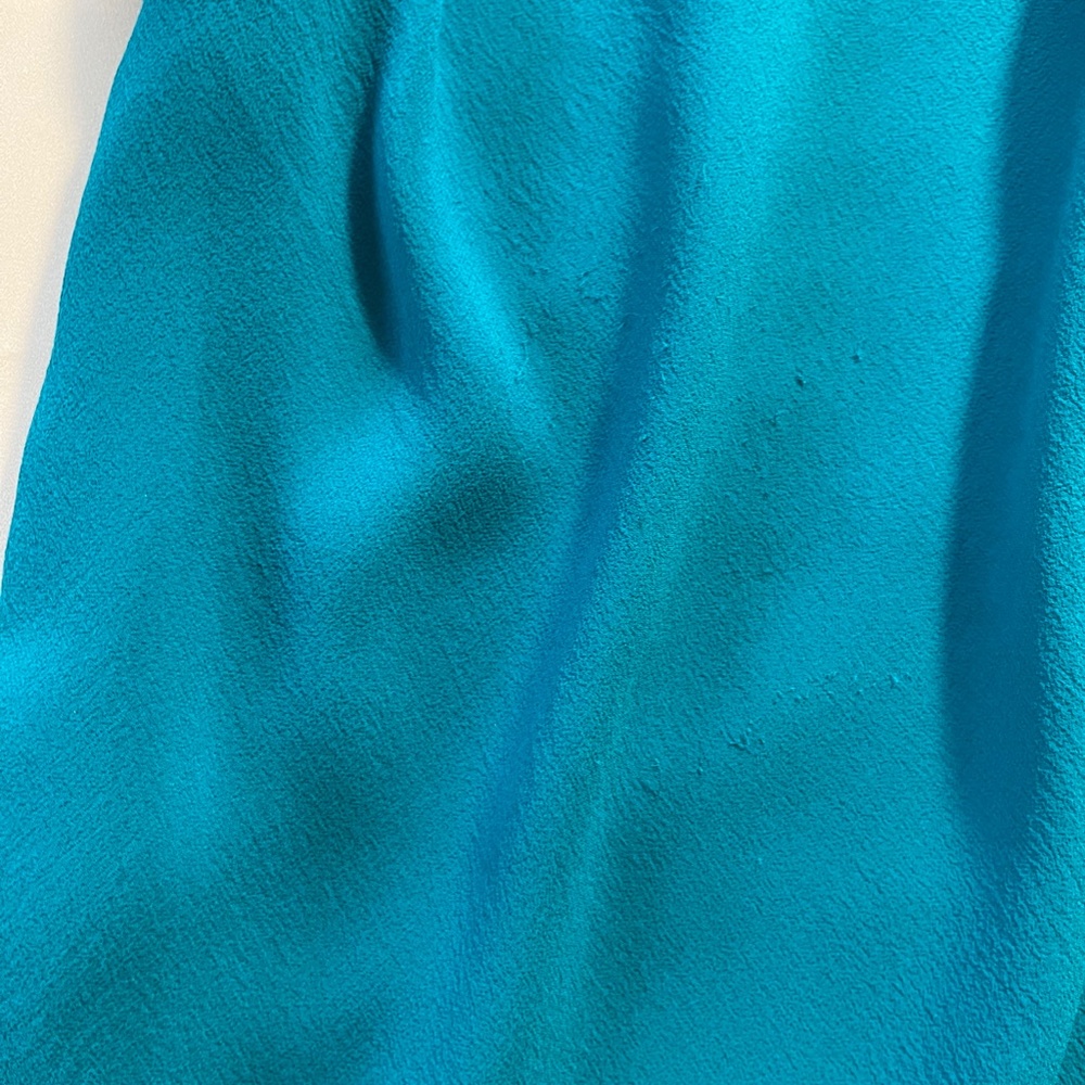 SPENSER JEREMY Gorgeous Teal Flutter Sleeve Cowl Neck 100% Silk Midi Dress Sz 6 - Picture 7 of 14